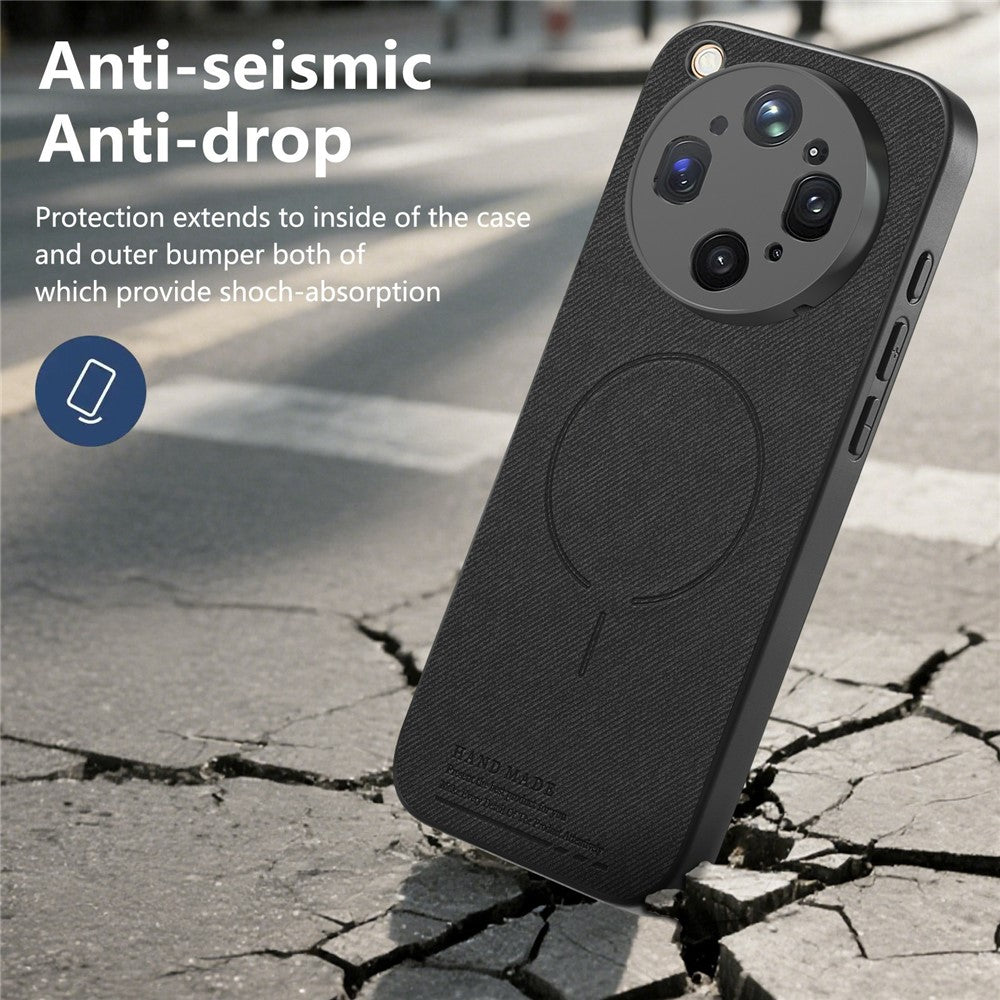Til Oppo Find X9 Ultra 5G magnetisk cover med stoftekstur PC + TPU + PU-læder anti-ridse telefoncover