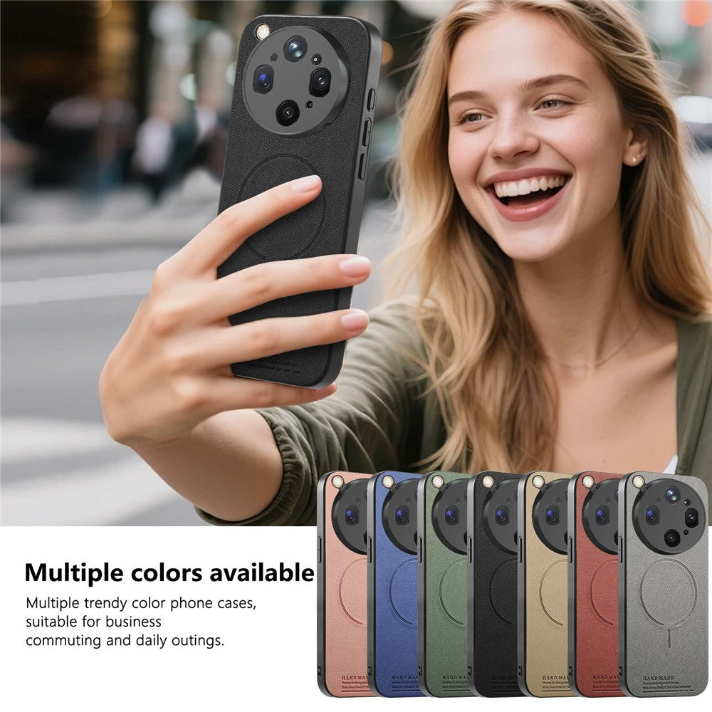 Til Oppo Find X9 Ultra 5G magnetisk cover med stoftekstur PC + TPU + PU-læder anti-ridse telefoncover