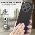 For Oppo Find X9 Ultra 5G Magnetic Case Cloth Texture PC + TPU + PU Leather Anti-Scratch Phone Cover