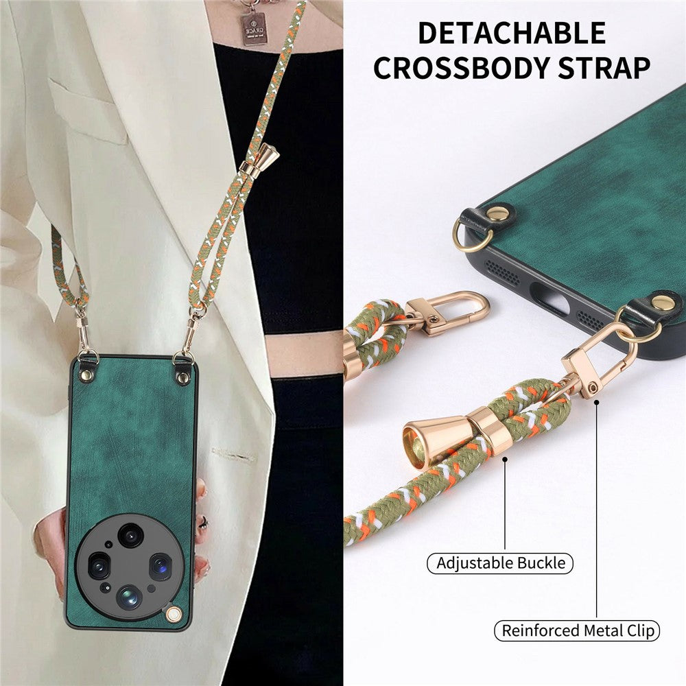 For Oppo Find X9 Ultra 5G Case Retro Leather Phone Back Cover with Adjustable Strap