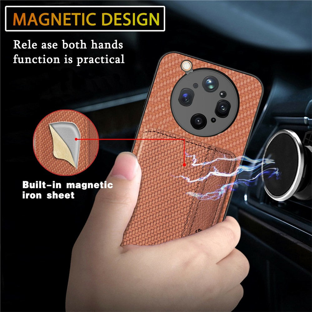 For Oppo Find X9 Ultra 5G Case RFID Blocking Carbon Fiber Leather Phone Back Cover with Card Holder