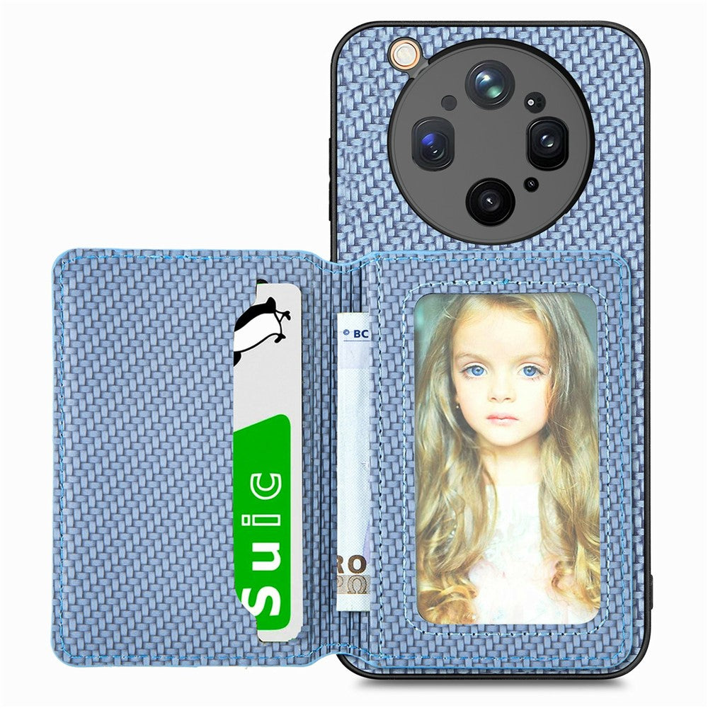 For Oppo Find X9 Ultra 5G Case RFID Blocking Carbon Fiber Leather Phone Back Cover with Card Holder