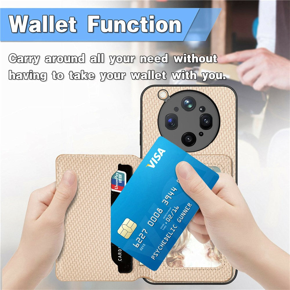 For Oppo Find X9 Ultra 5G Case RFID Blocking Carbon Fiber Leather Phone Back Cover with Card Holder