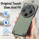 Til Oppo Find X9 Ultra 5G Etui Carbonfibertekstur Hybrid Telefonbagcover med Justerbar Rem
