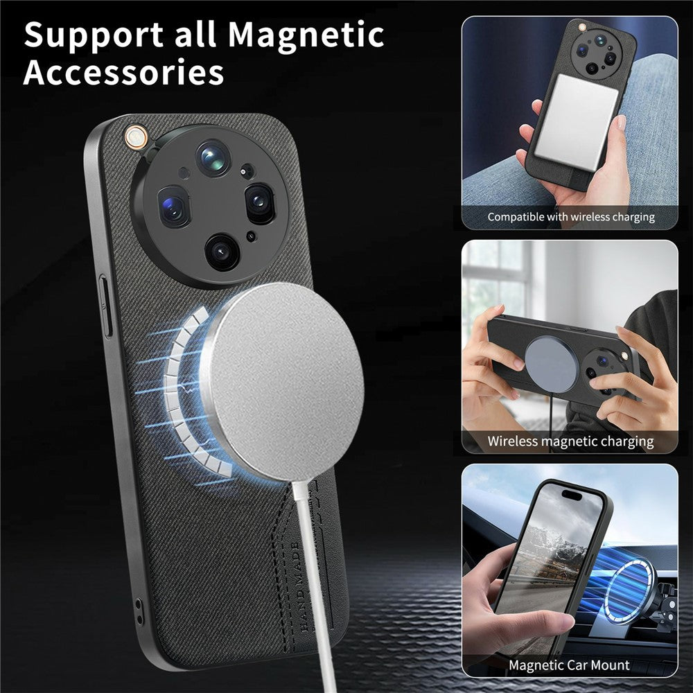For Oppo Find X9 Ultra 5G Magnetic Case Cloth Texture PU Leather + PC + TPU Phone Cover