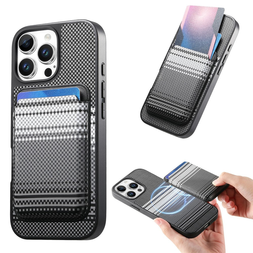 For iPhone 16 Pro Max Magnetic Case Detachable Card Holder PU Leather + PC + TPU Shockproof Cover