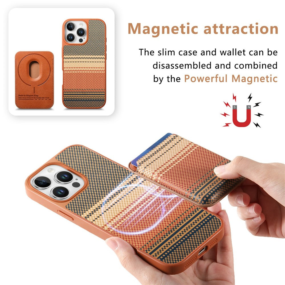 For iPhone 16 Pro Magnetic Case Detachable Card Holder PU Leather + PC + TPU Shockproof Cover