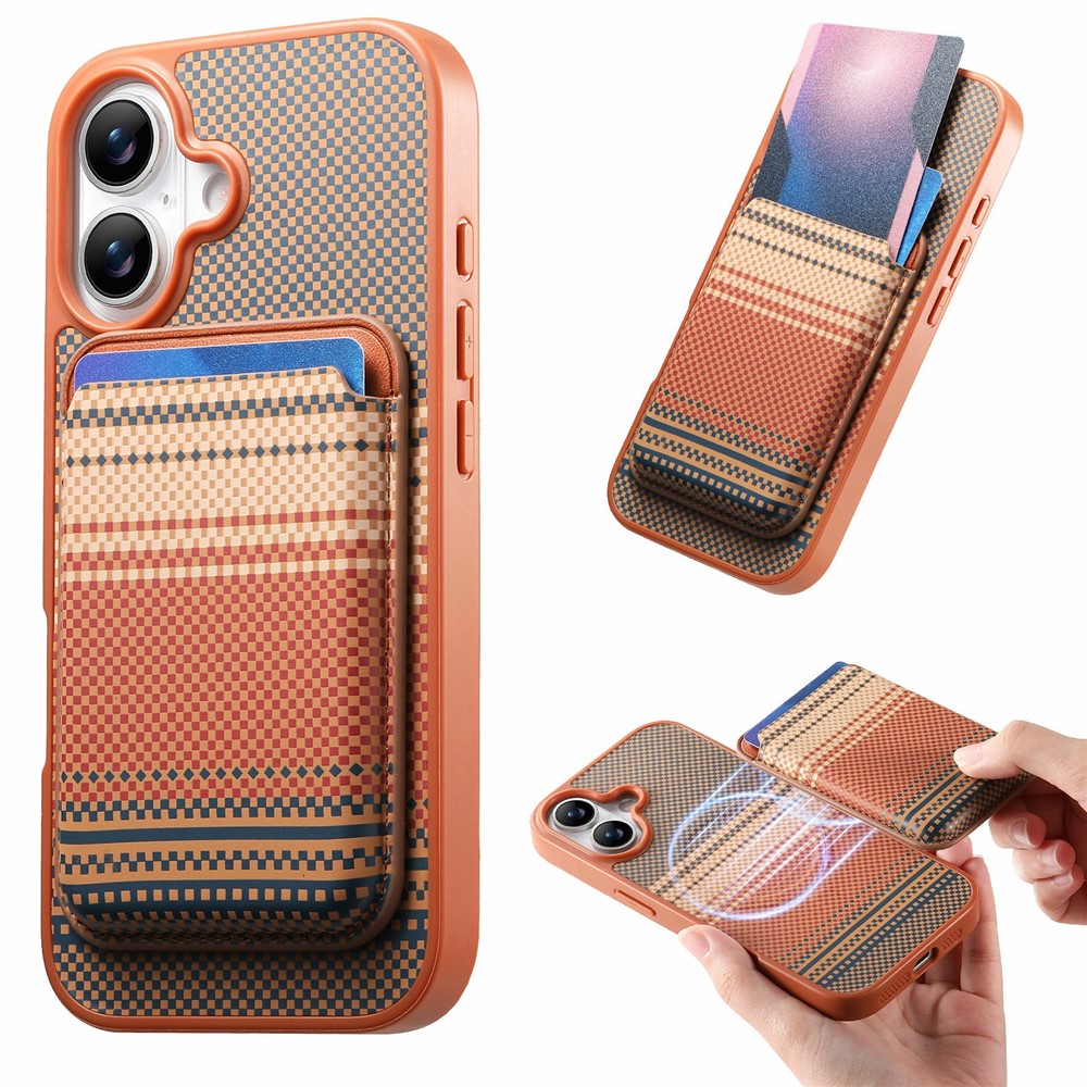 For iPhone 16 Magnetic Case Detachable Card Holder PU Leather + PC + TPU Shockproof Cover