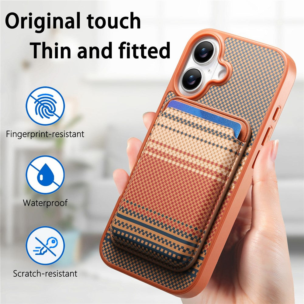 For iPhone 16 Magnetic Case Detachable Card Holder PU Leather + PC + TPU Shockproof Cover