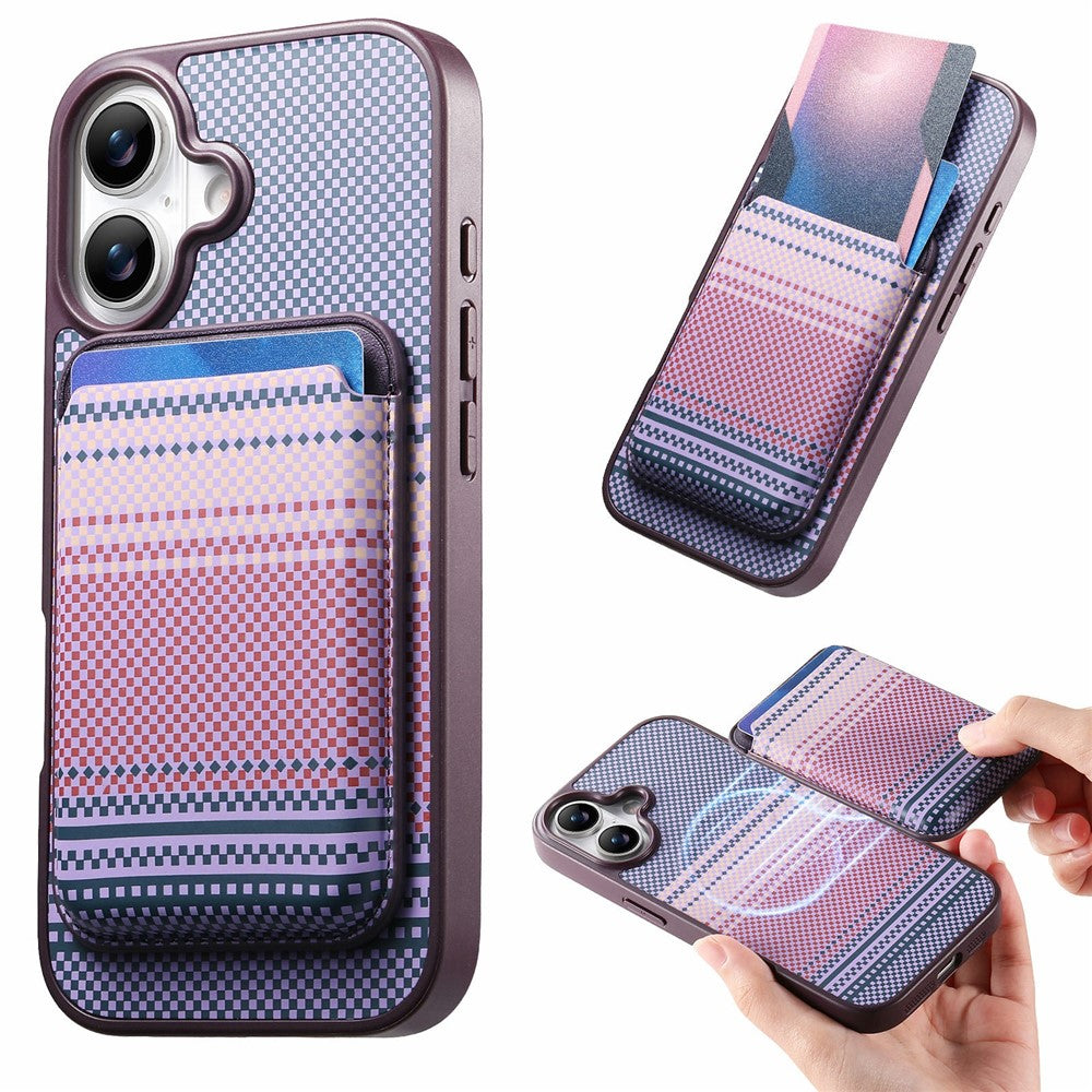 For iPhone 16 Magnetic Case Detachable Card Holder PU Leather + PC + TPU Shockproof Cover