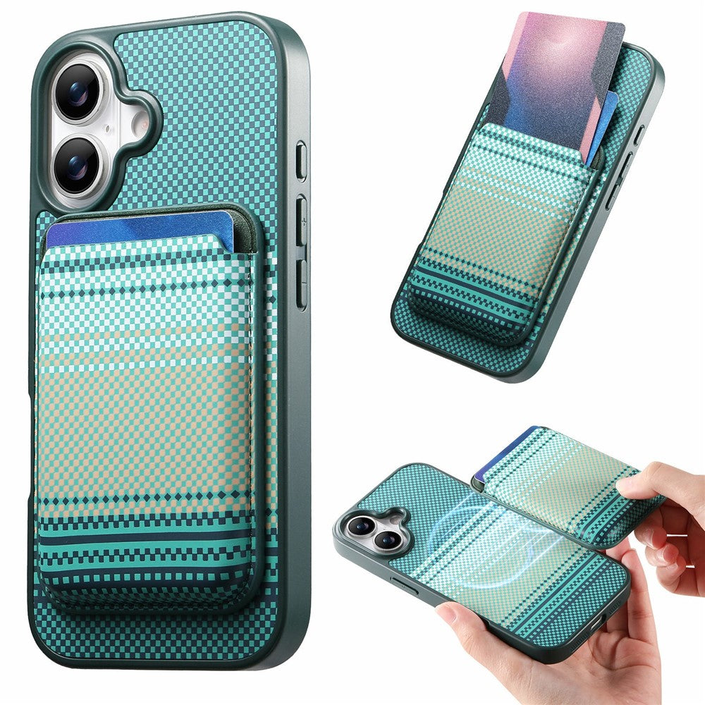 For iPhone 16 Magnetic Case Detachable Card Holder PU Leather + PC + TPU Shockproof Cover