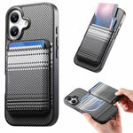 For iPhone 16 Magnetic Case Detachable Card Holder PU Leather + PC + TPU Shockproof Cover