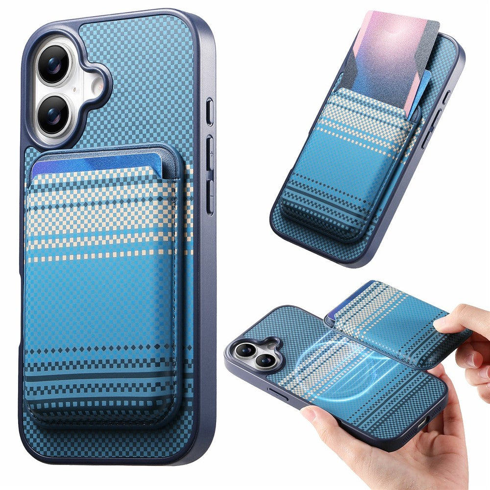 For iPhone 16 Magnetic Case Detachable Card Holder PU Leather + PC + TPU Shockproof Cover