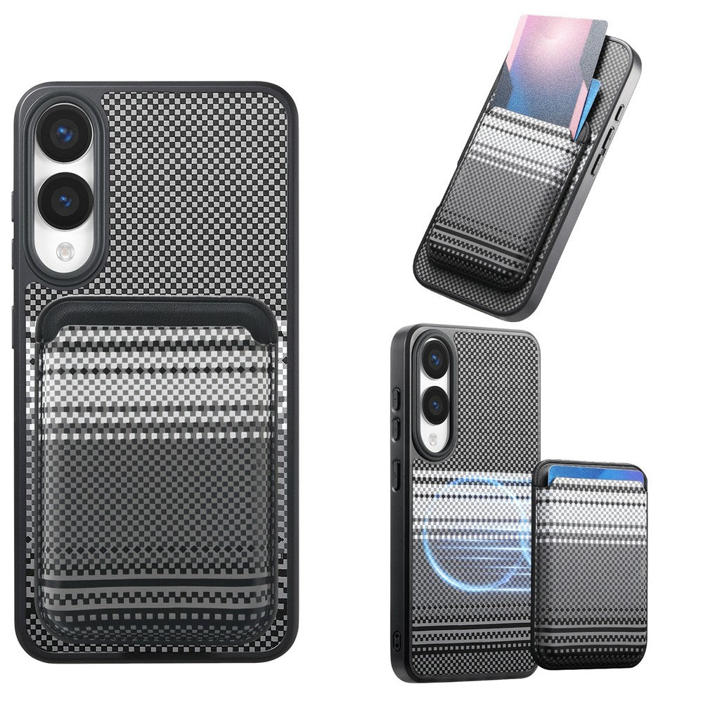 For Samsung Galaxy S25 Edge Magnetic Case Detachable Card Holder PU Leather + PC + TPU Shockproof Cover