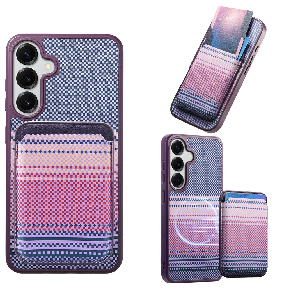 Til Samsung Galaxy S25 / S24 Magnetisk Cover Aftagelig Kortholder PU Læder + PC + TPU Stødsikkert Cover