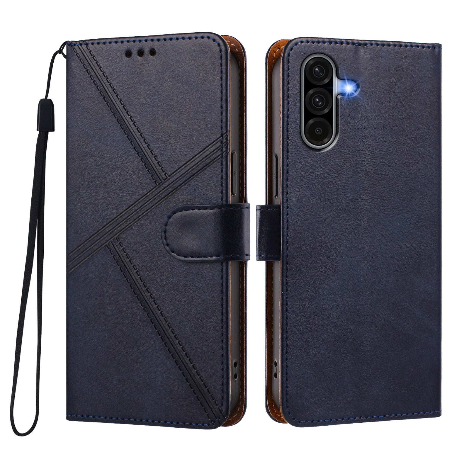 Samsung Galaxy A37 5G / A56 5G / A36 5G skal Diamond Stitch PU-läder plånboksfodral med flip-fodral och handledsrem