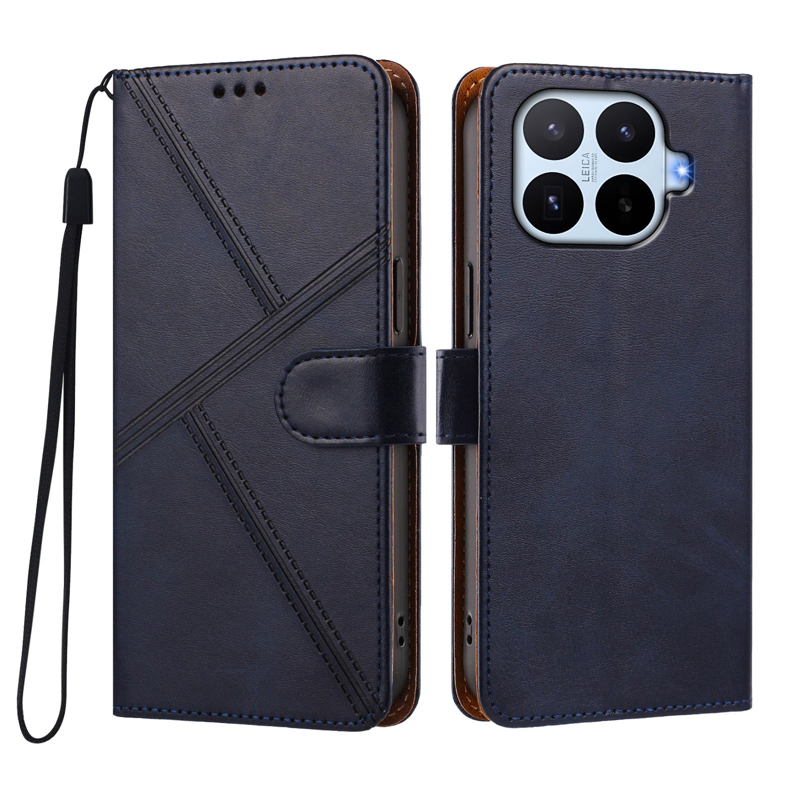 For Xiaomi 17T Case Diamond Stitch PU Leather Wallet Flip Phone Cover with Wrist Strap