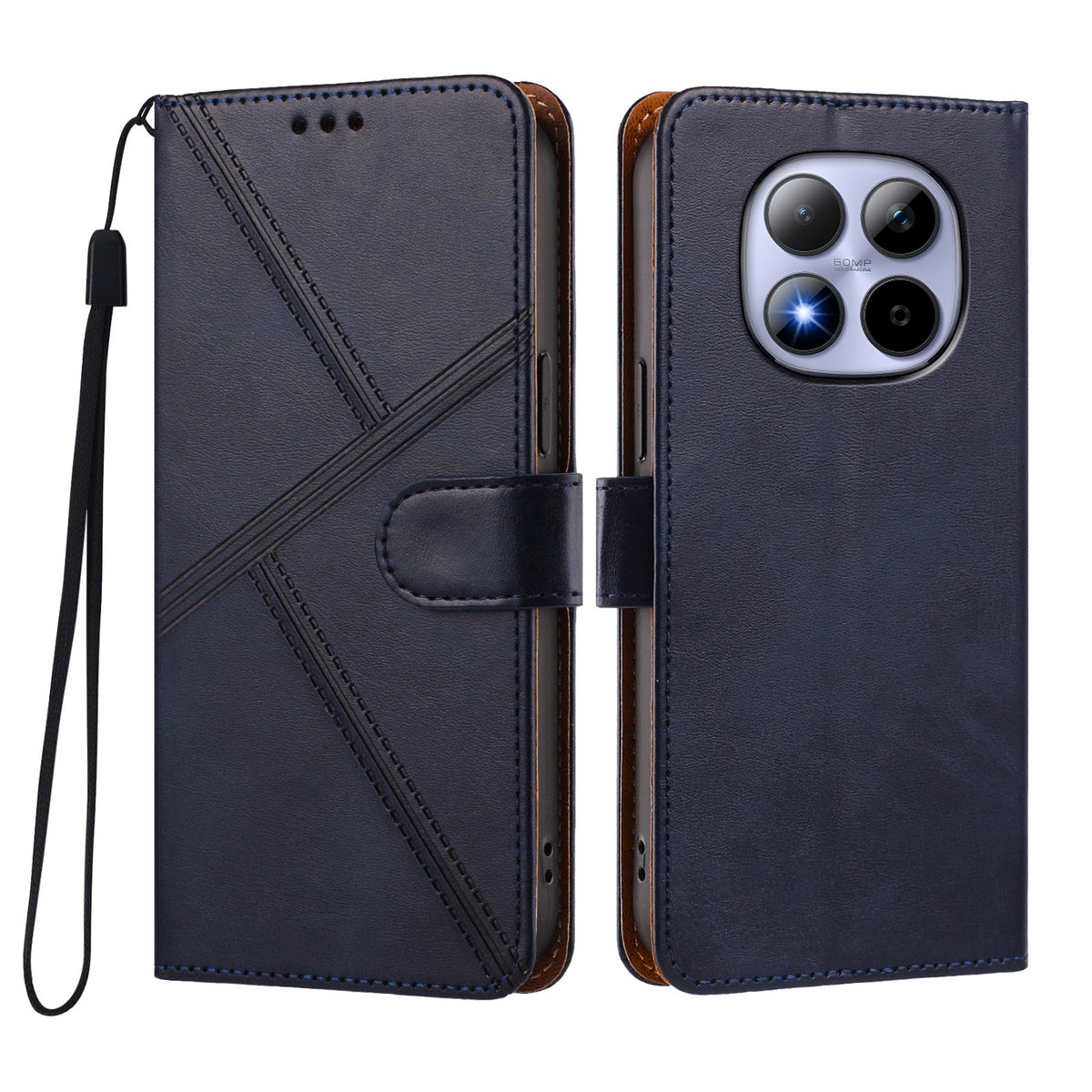 For Xiaomi Poco M8 Pro 5G / Xiaomi Redmi Note 15 Pro+ 5G (Global) Case Diamond Stitch PU Leather Wallet Flip Phone Cover with Wrist Strap
