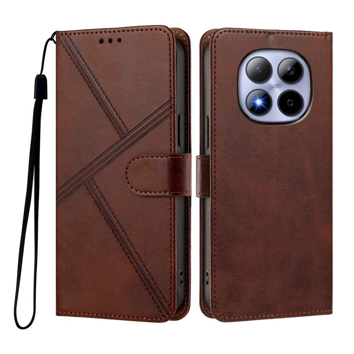 For Xiaomi Poco M8 Pro 5G / Xiaomi Redmi Note 15 Pro+ 5G (Global) Case Diamond Stitch PU Leather Wallet Flip Phone Cover with Wrist Strap