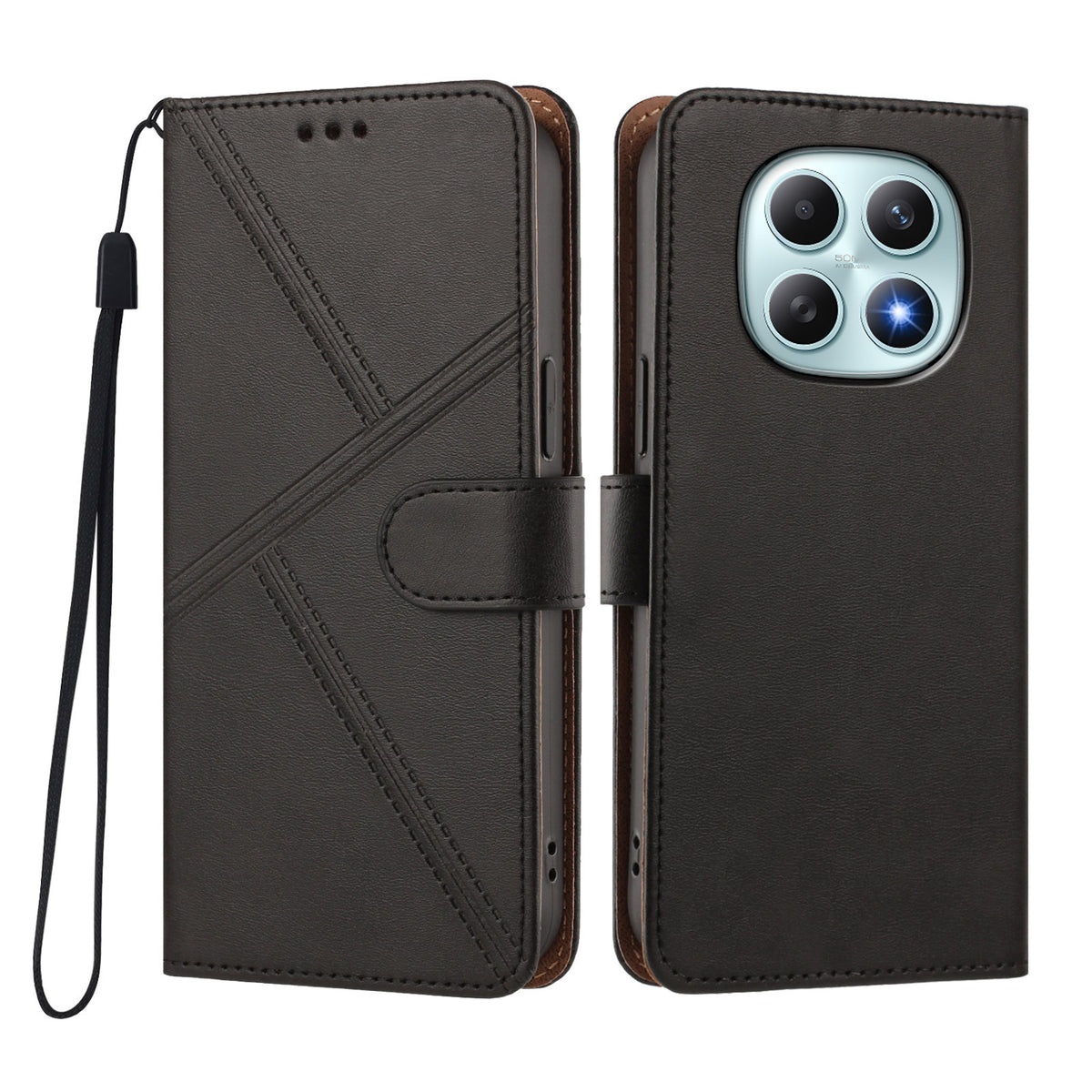 For Xiaomi Poco M8 5G / Xiaomi Redmi Note 15 4G (Global) / Xiaomi Redmi Note 15 5G (Global) Case Diamond Stitch PU Leather Wallet Flip Phone Cover with Wrist Strap