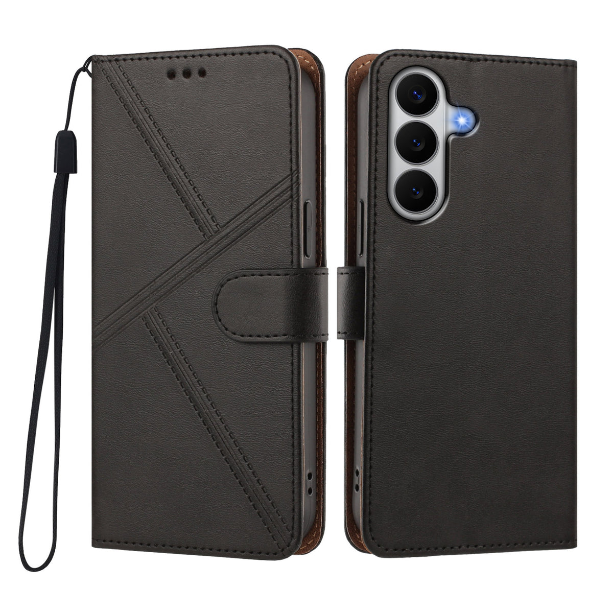 Til Samsung Galaxy A27 5G Etui Diamantmønstret PU Læder Pung Flip Telefoncover med Håndrem