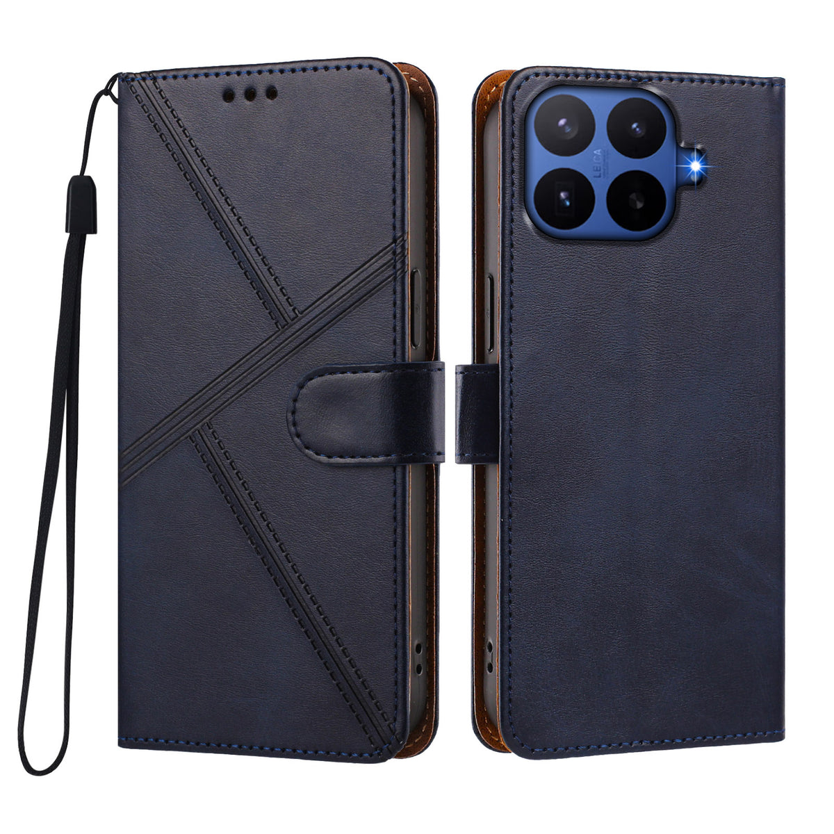 For Xiaomi 17T Pro Case Diamond Stitch PU Leather Wallet Flip Phone Cover with Wrist Strap