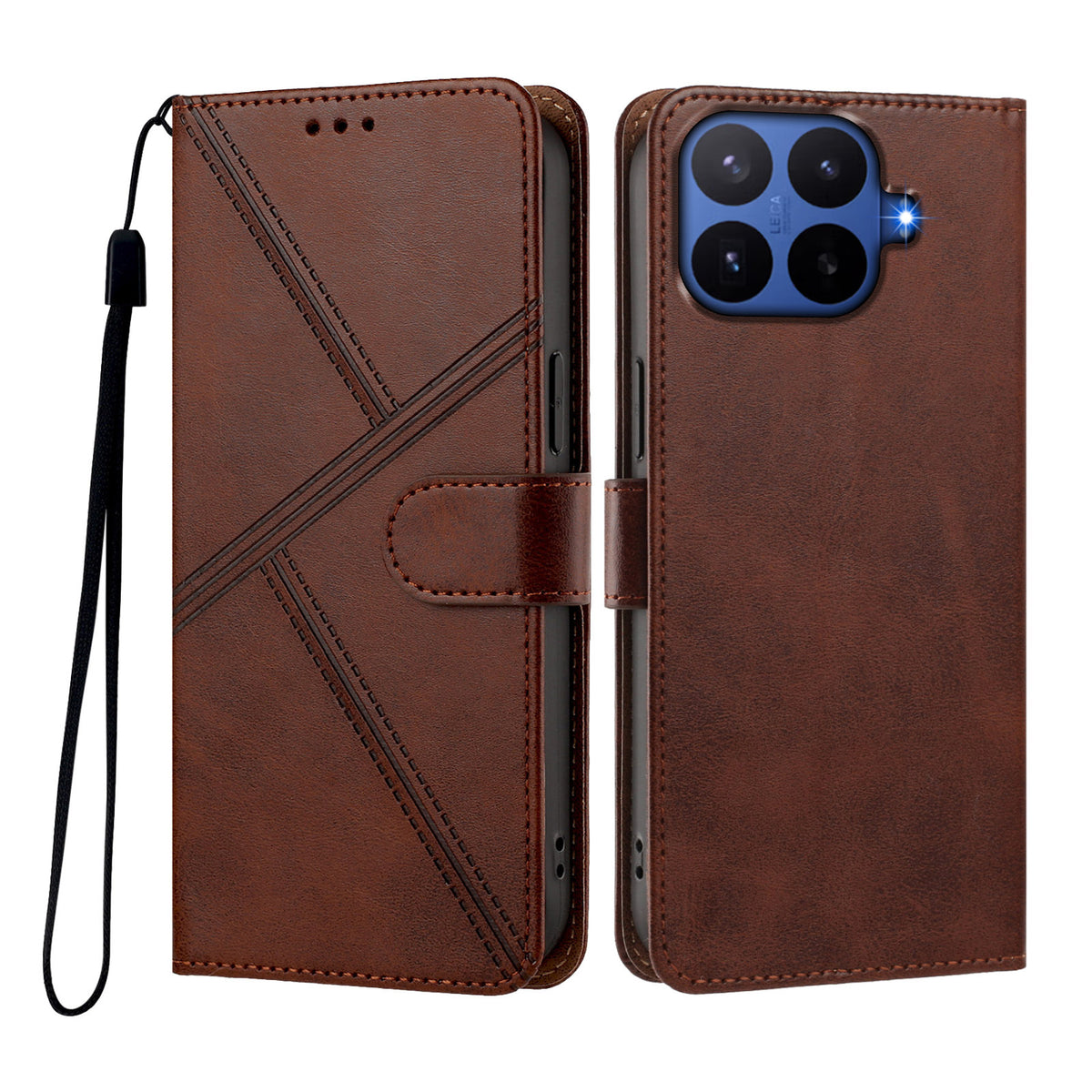 For Xiaomi 17T Pro Case Diamond Stitch PU Leather Wallet Flip Phone Cover with Wrist Strap