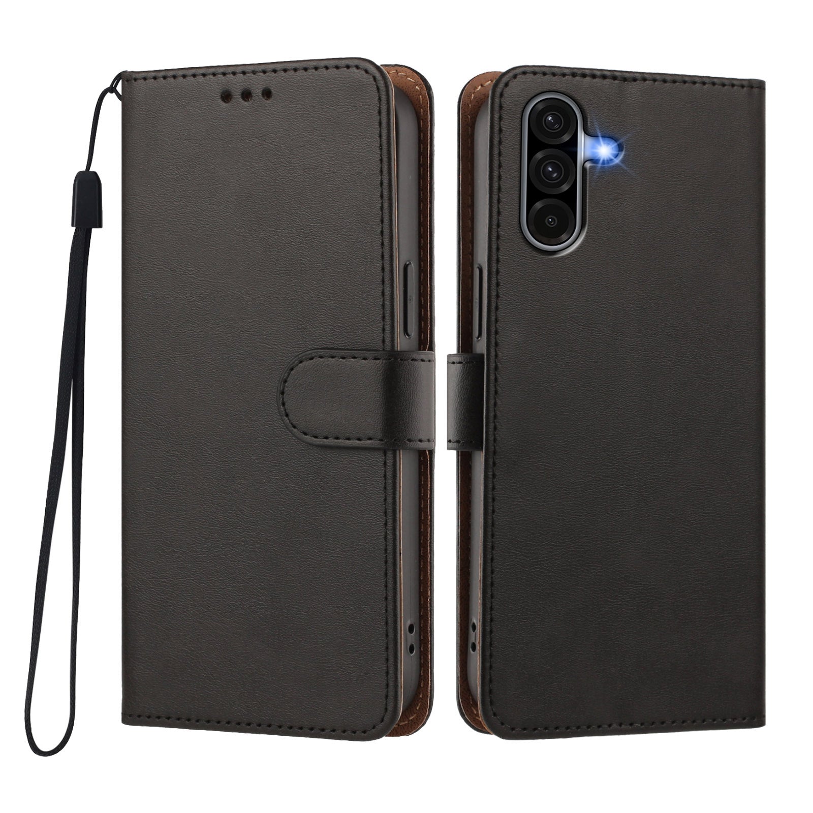 Samsung Galaxy A37 5G / A56 5G / A36 5G-skal Plånboksfodral med stativ i PU-läder och handledsrem