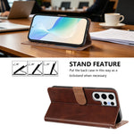 For Samsung Galaxy S24 Ultra Case Wallet Flip Stand PU Leather Phone Cover with Wrist Strap