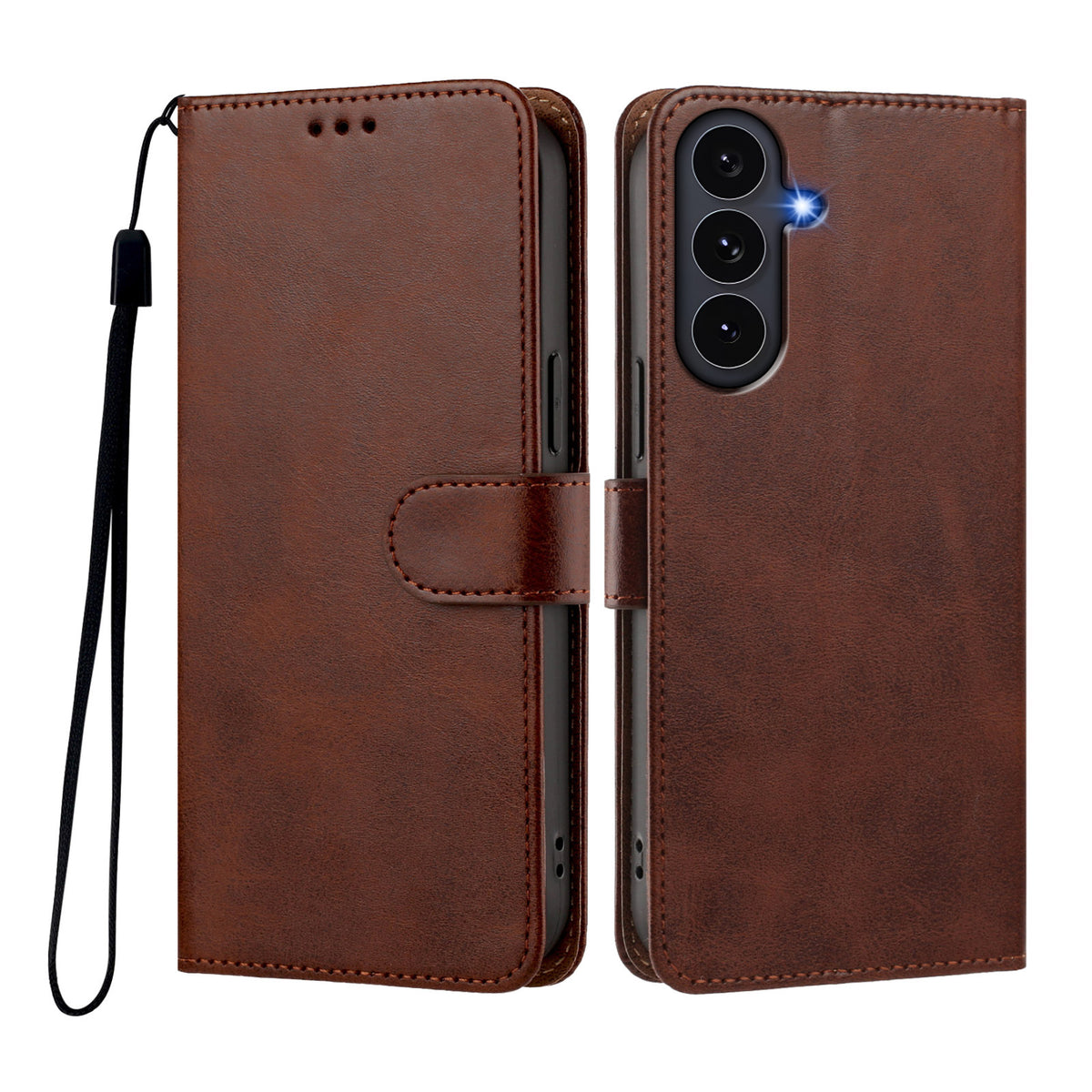 For Samsung Galaxy S26 FE / S25 FE Case Wallet Flip Stand PU Leather Phone Cover with Wrist Strap