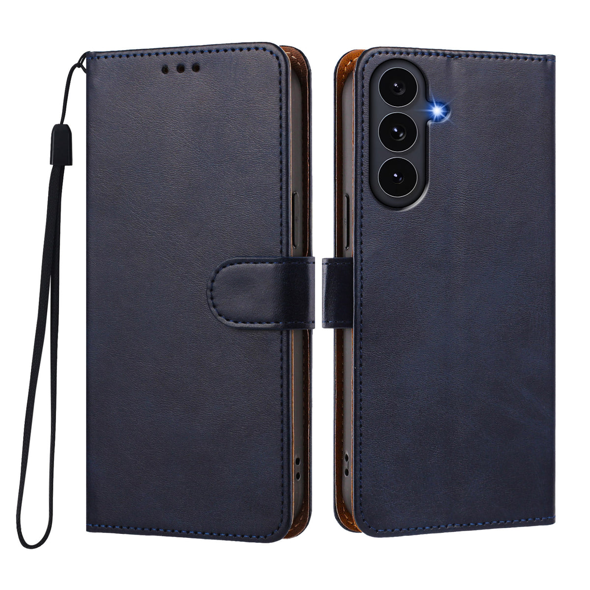 For Samsung Galaxy S26 FE / S25 FE Case Wallet Flip Stand PU Leather Phone Cover with Wrist Strap