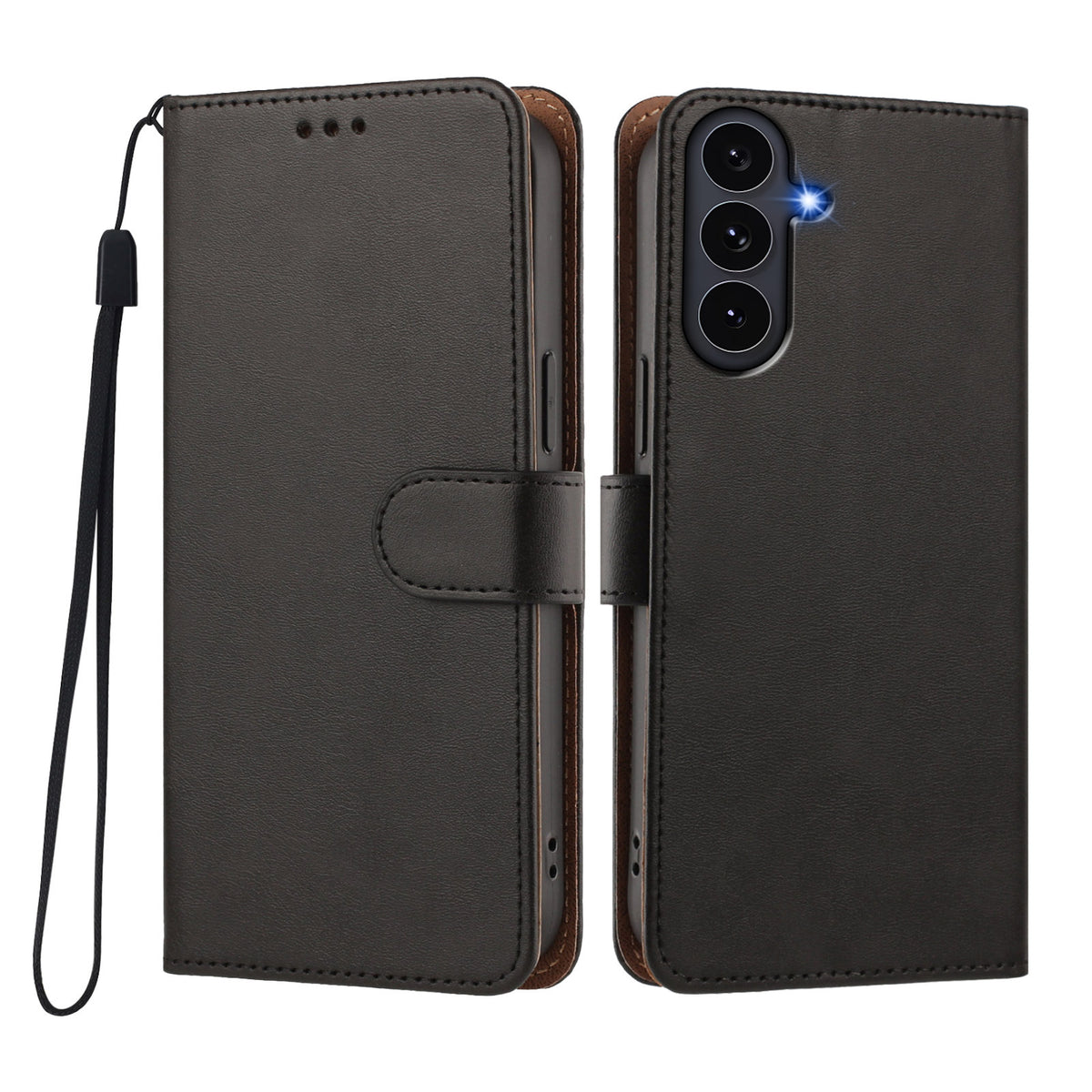 For Samsung Galaxy S26 FE / S25 FE Case Wallet Flip Stand PU Leather Phone Cover with Wrist Strap