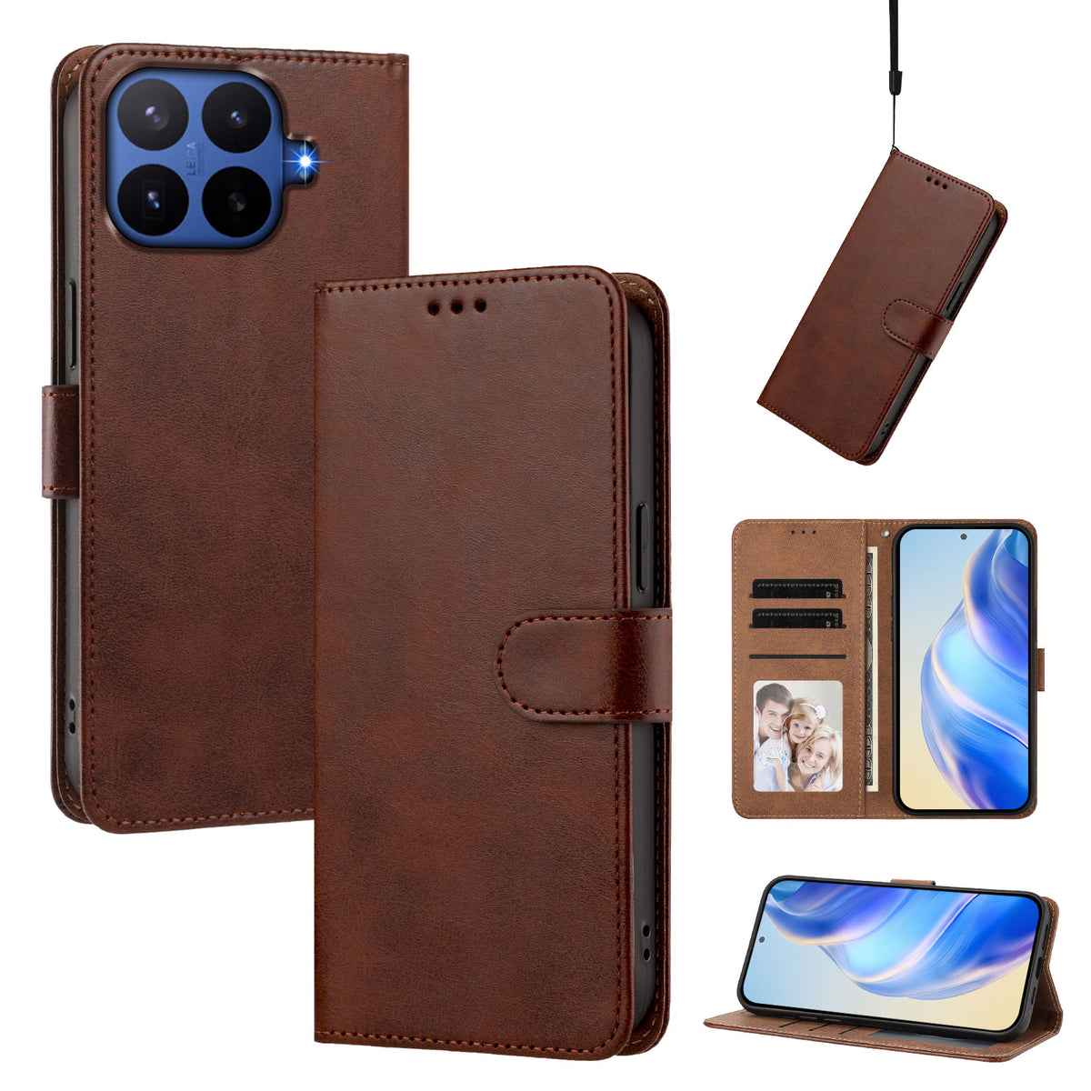 For Xiaomi 17T Pro Case Wallet Flip Stand PU Leather Phone Cover with Wrist Strap