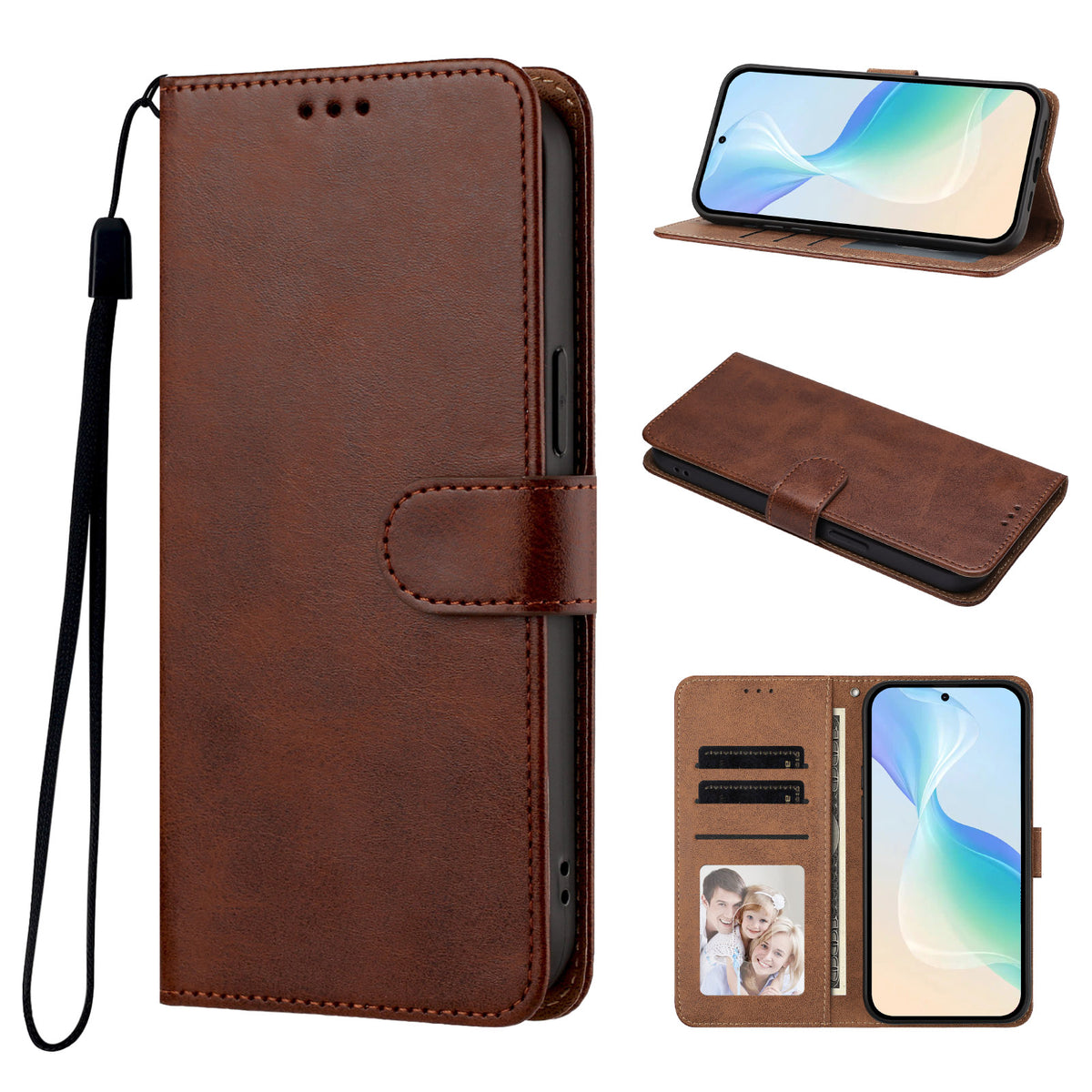 For Samsung Galaxy A27 5G Case Wallet Flip Stand PU Leather Phone Cover with Wrist Strap