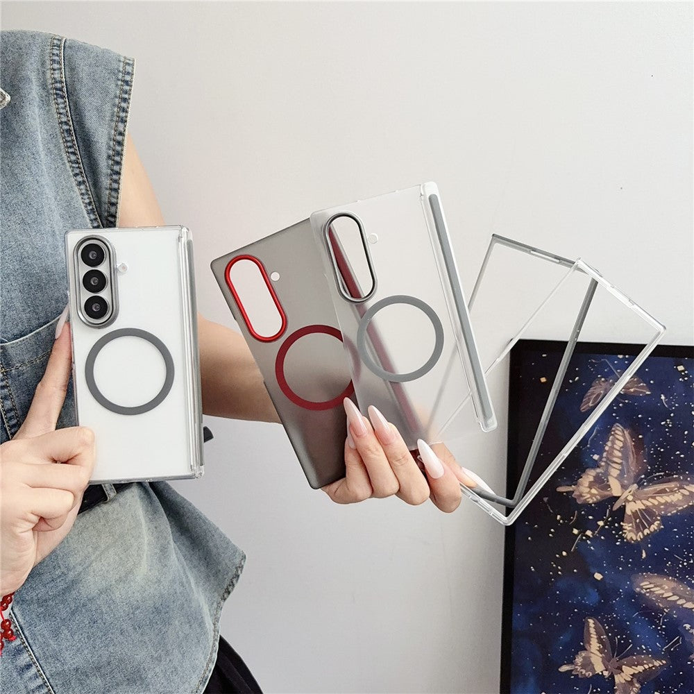 For Samsung Galaxy Z Fold7 5G Magnetic Case Hard PC Foldable Phone Cover with Front Frame