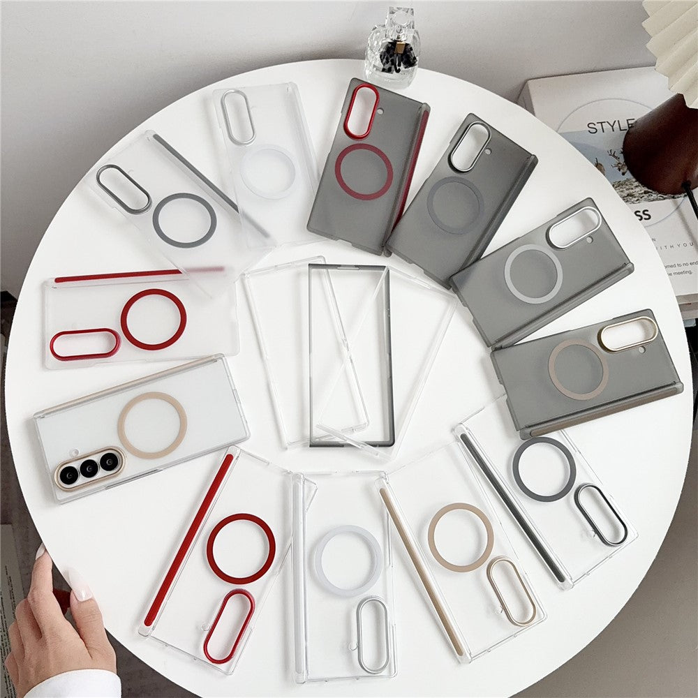 For Samsung Galaxy Z Fold7 5G Magnetic Case Hard PC Foldable Phone Cover with Front Frame