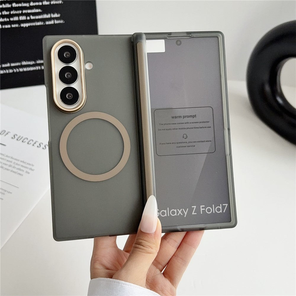 For Samsung Galaxy Z Fold7 5G Magnetic Case Hard PC Phone Cover with Integrated Screen Protector