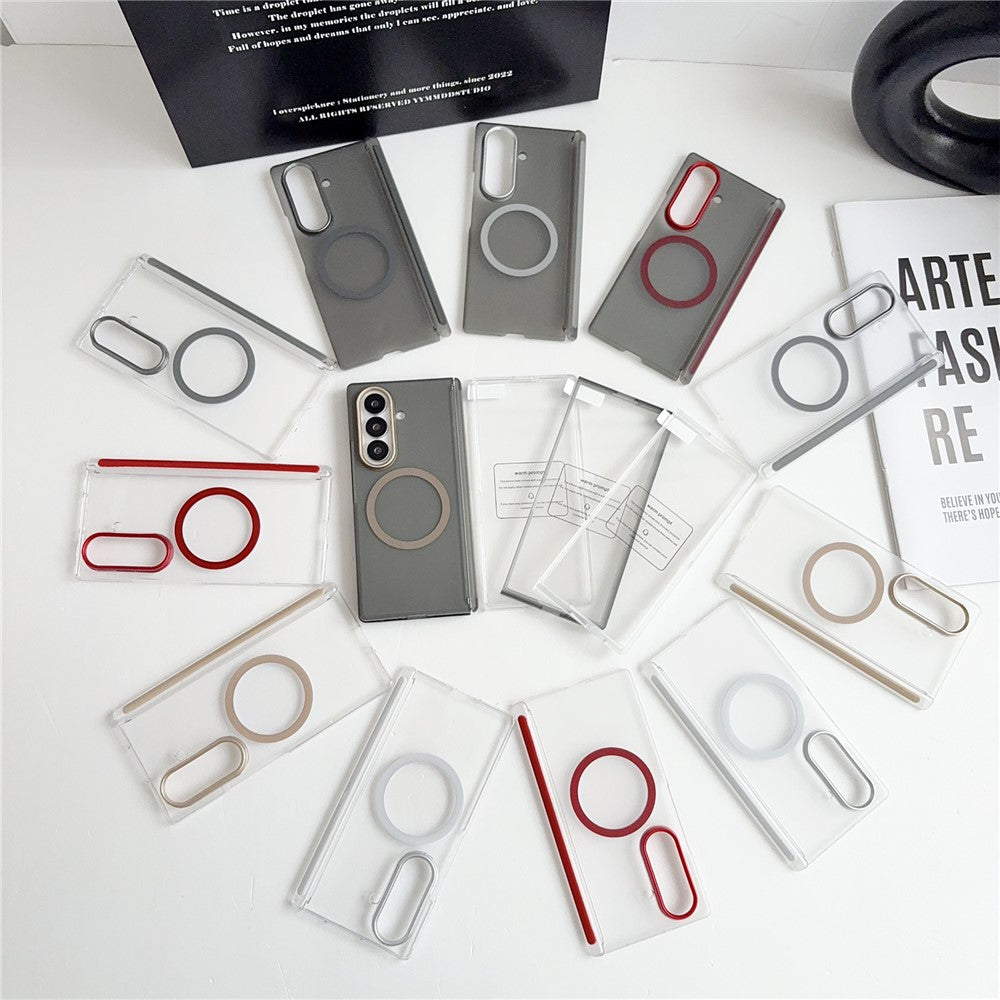 For Samsung Galaxy Z Fold7 5G Magnetic Case Hard PC Phone Cover with Integrated Screen Protector