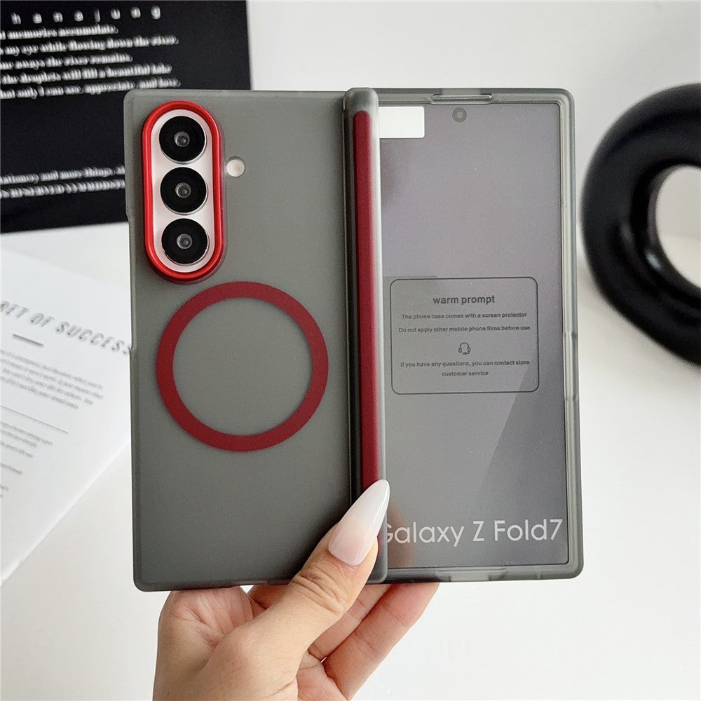 For Samsung Galaxy Z Fold7 5G Magnetic Case Hard PC Phone Cover with Integrated Screen Protector