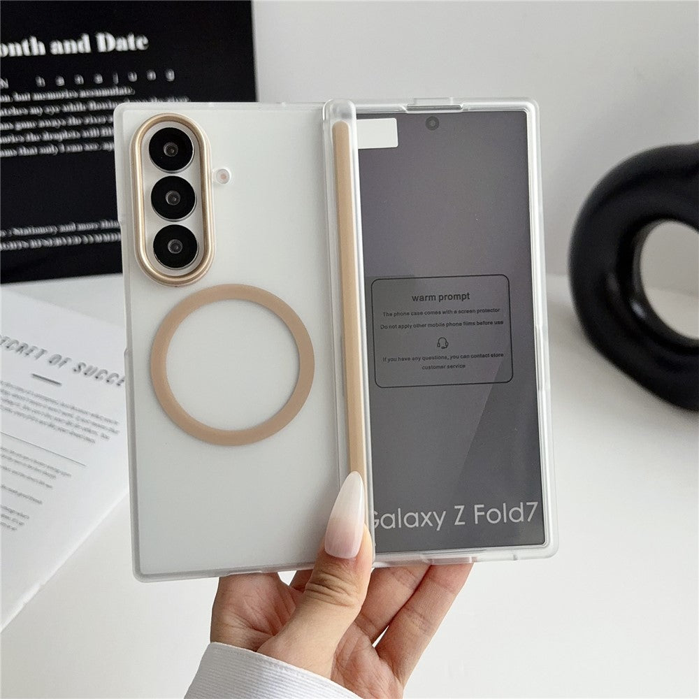 For Samsung Galaxy Z Fold7 5G Magnetic Case Hard PC Phone Cover with Integrated Screen Protector