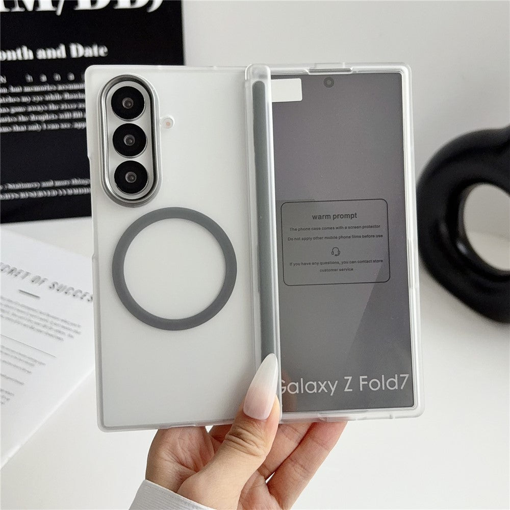 For Samsung Galaxy Z Fold7 5G Magnetic Case Hard PC Phone Cover with Integrated Screen Protector