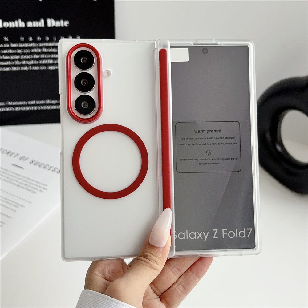 For Samsung Galaxy Z Fold7 5G Magnetic Case Hard PC Phone Cover with Integrated Screen Protector