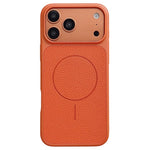 For iPhone 17 Pro Magnetic Case Litchi Texture Leather Coated PC + TPU Anti-Scratch Phone Cover