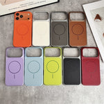 For iPhone 17 Pro Magnetic Case Litchi Texture Leather Coated PC + TPU Anti-Scratch Phone Cover