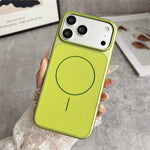 For iPhone 17 Pro Max Magnetic Case Litchi Texture Leather Coated PC + TPU Anti-Scratch Phone Cover