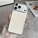 For iPhone 17 Pro Max Magnetic Case Litchi Texture Leather Coated PC + TPU Anti-Scratch Phone Cover