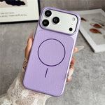 For iPhone 17 Pro Max Magnetic Case Litchi Texture Leather Coated PC + TPU Anti-Scratch Phone Cover