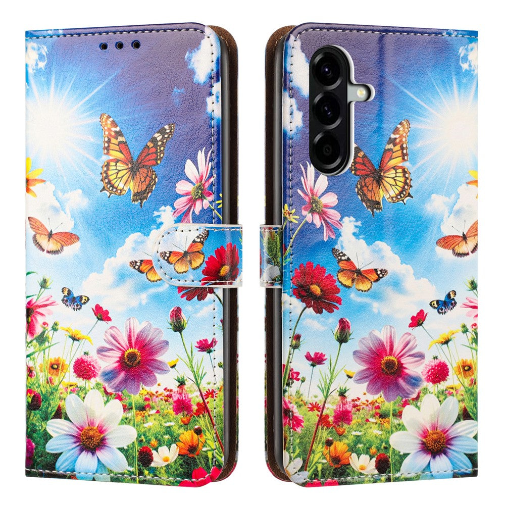 For Samsung Galaxy A27 5G Case Pattern Printed Wallet Flip Stand PU Leather Phone Cover with Wrist Strap