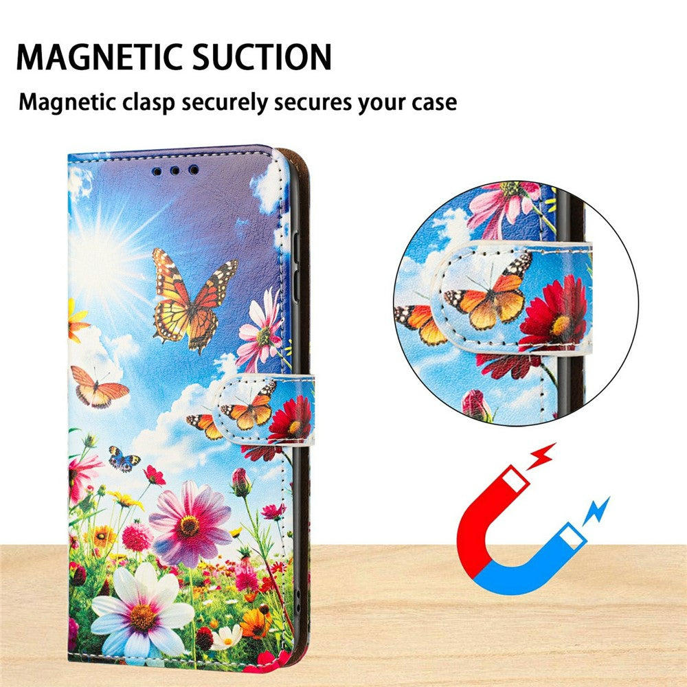 For Samsung Galaxy A27 5G Case Pattern Printed Wallet Flip Stand PU Leather Phone Cover with Wrist Strap