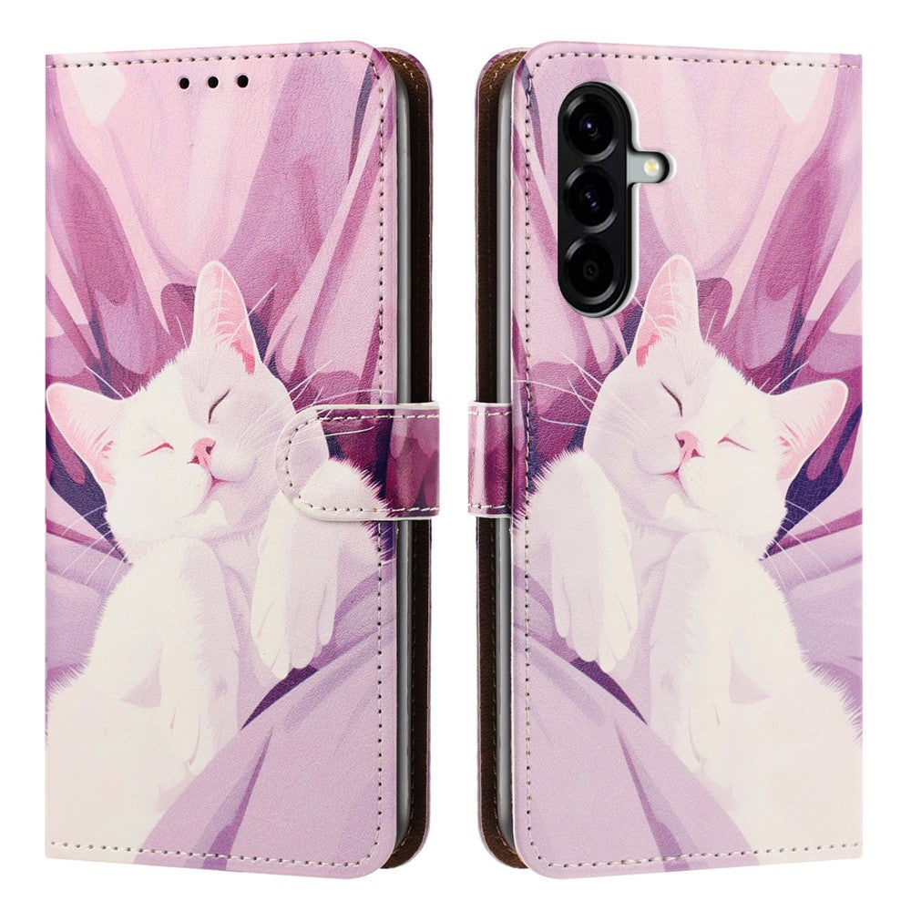 For Samsung Galaxy A36 5G Case Pattern Printed Wallet Flip Stand PU Leather Phone Cover with Wrist Strap